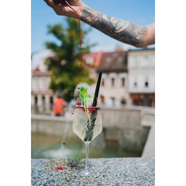 6 melnu stikla salmiņu komplekts Vialli Design, garums 20 cm-image-1