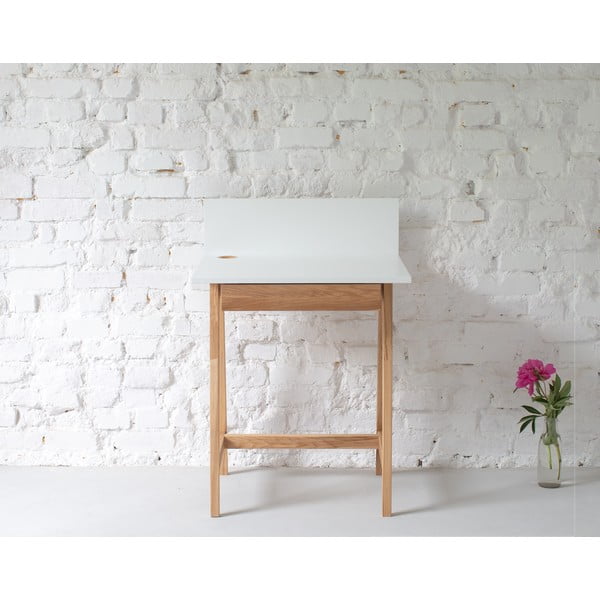 Balts rakstāmgalds ar oša koka pamatni Ragaba Luka, garums 65 cm-image-1