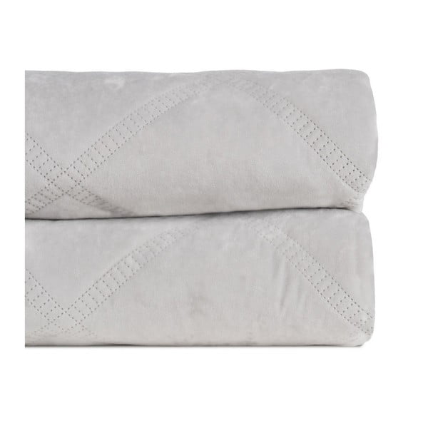 Krēmkrāsas samta stepēts gultas pārklājs 230x260 cm – Ixia