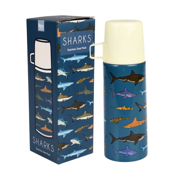 Zils bērnu termoss 350 ml Sharks – Rex London-image-4