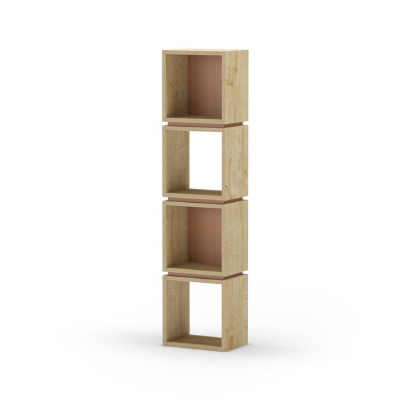 Ķieģeļu sarkans/dabīga toņa grāmatplaukts ar ozolkoka imitāciju 32x133 cm Lofty – Marckeric-image-3