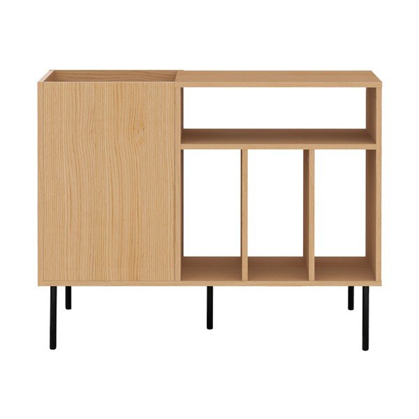 Melna zema kumode ar ozolkoka imitāciju 100x80 cm, Viny – TemaHome-image-3