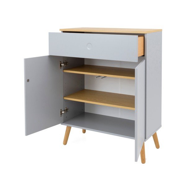 Pelēka kumode ar ozolkoka kājām Tenzo Dot, platums 79 cm-image-3