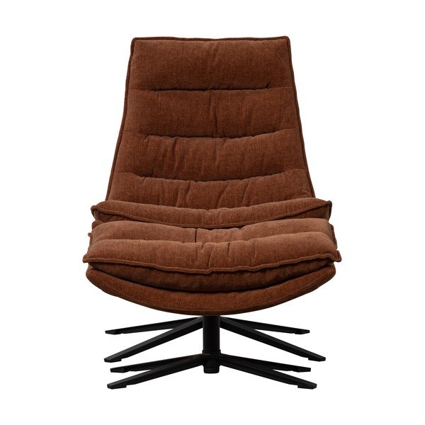 Brūns grozāms atpūtas krēsls ar kāju balstu no šenila auduma Kube – WOOOD-image-3