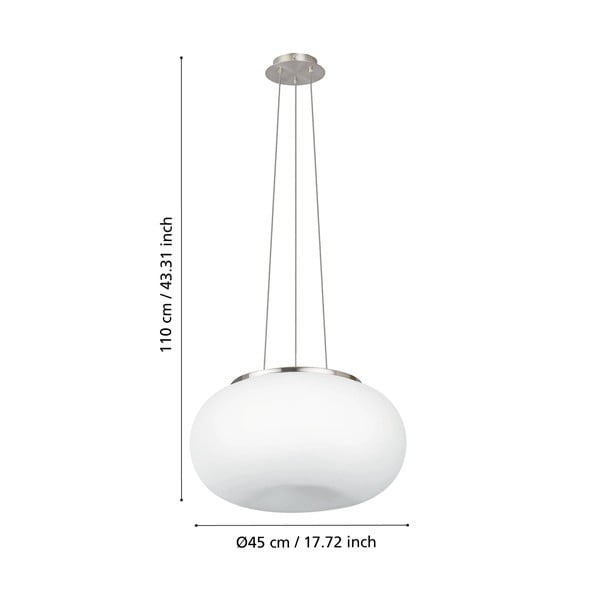 Balta/sudraba krāsas piekaramā lampa ar stikla abažūru ø 44,5 cm OPTICA – EGLO-image-3