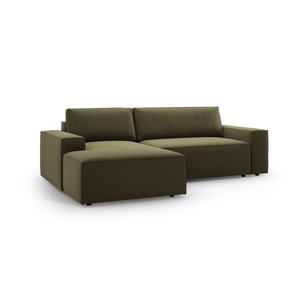 Zaļš samta salokāms/ar uzglabāšanas vietu stūra dīvāns (ar kreiso stūri/ar zvilni) Jodie – Micadoni -image-3