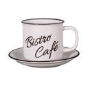Balta keramikas krūze ar apakštasīti Antic Line Bistro – Café