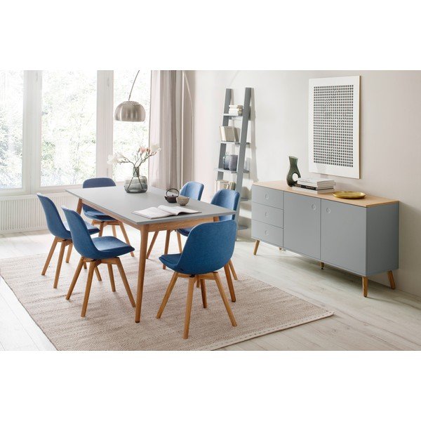 Pelēka kumode ar ozolkoka kājām Tenzo Dot-image-1