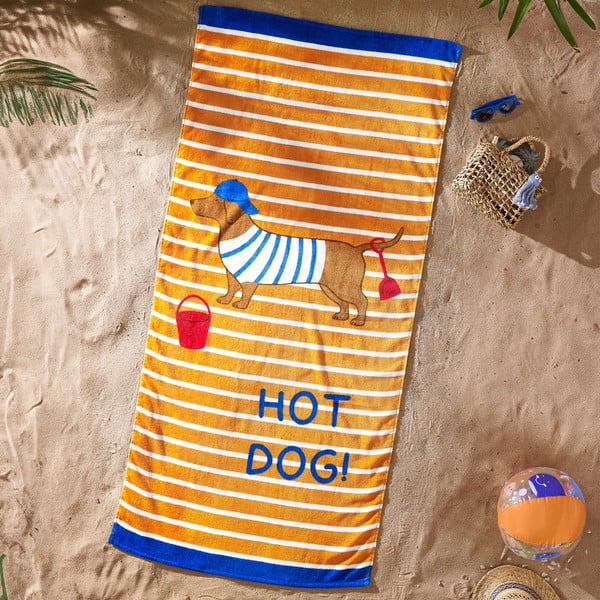 Oranžs kokvilnas pludmales dvielis 76x160 cm Hot Dog – Catherine Lansfield-image-1