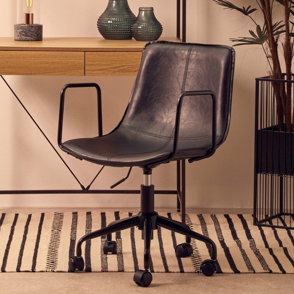 Melns mākslīgās ādas biroja krēsls Branson – Premier Housewares-image-1