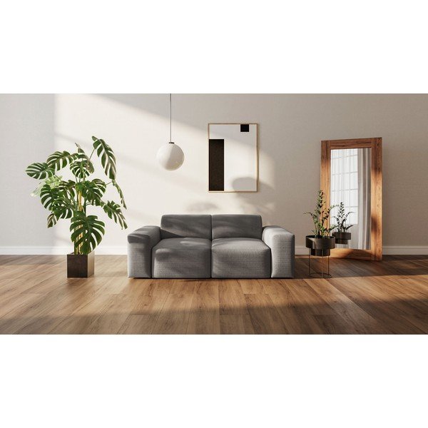 Pelēks velveta dīvāns 205 cm Fluvio – MESONICA-image-1