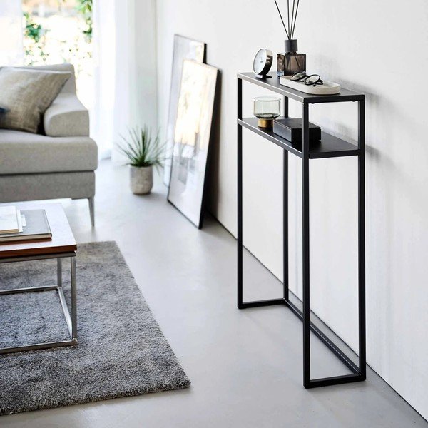 Melns metāla konsoles galds 18x60 cm Tower – YAMAZAKI-image-3