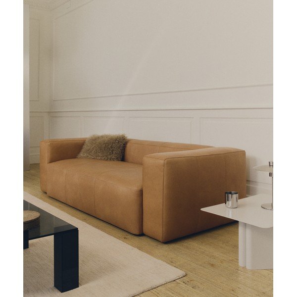 Brūns ādas dīvāns 240 cm Blok – Kave Home-image-1