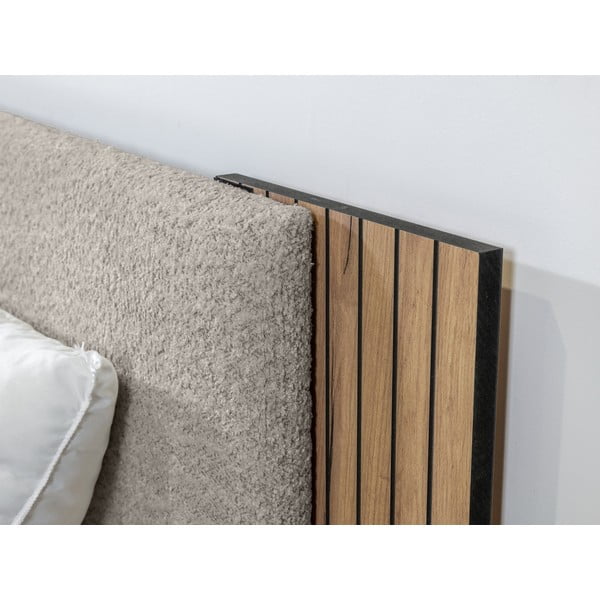 Gaiši pelēka divvietīga gulta ar redelēm 140x190 cm Lior – Bobochic Paris-image-4