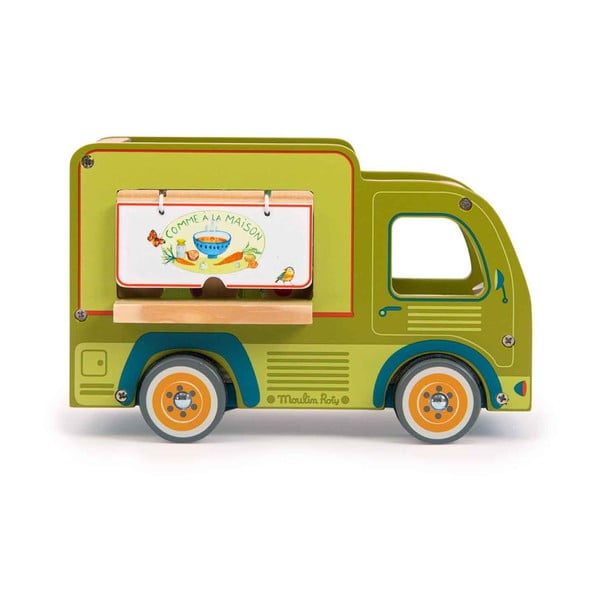 Koka rotaļu mašīna La Grande Famille Food Truck  – Moulin Roty-image-1