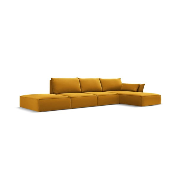 Sinepju dzeltens samta stūra dīvāns (ar labo stūri/ar zvilni) Vanda – Mazzini Sofas-image-2
