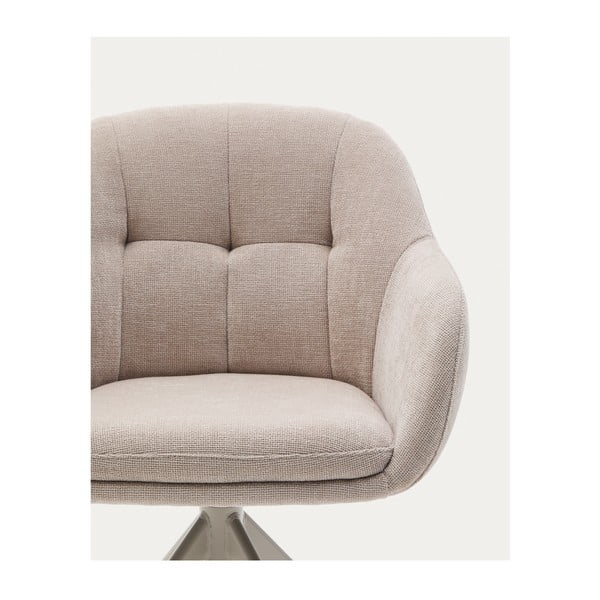 Bēšs polsterēts ēdamistabas krēsls ar roku balstiem Dorina – Kave Home-image-2