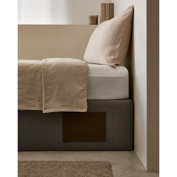 Melna polsterēta divvietīga gulta ar veļas kasti/bez galvgaļa 140x190 cm Matters – Kave Home-image-2