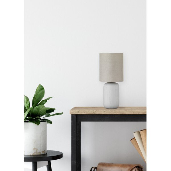Pelēka keramikas un auduma galda lampa Reality Clay, augstums 35 cm-image-1