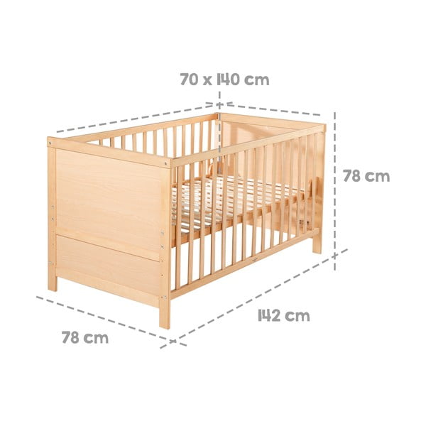 Dabīga toņa bērnu gultiņa 70x140 cm – Roba-image-2