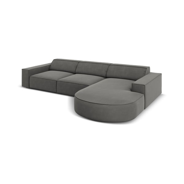 Pelēks samta stūra dīvāns (labais stūris) Jodie – Micadoni Home-image-4