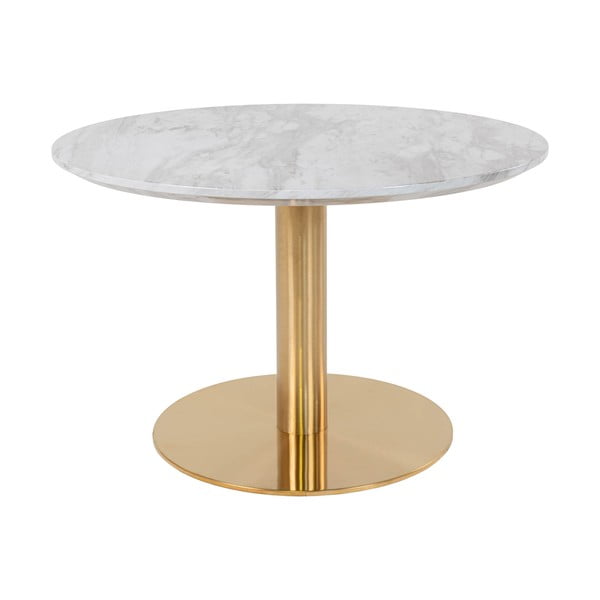 Balts/zelta krāsas apaļš žurnālgaldiņš ar marmora imitācijas galda virsmu 70x70 cm Bolzano – House Nordic