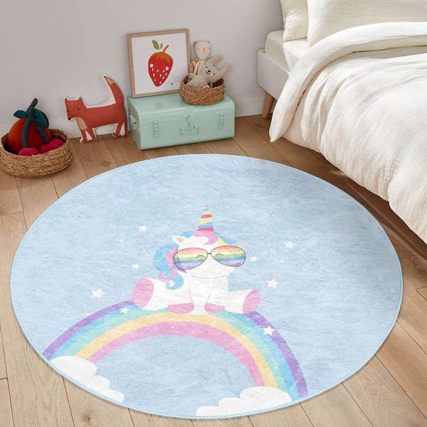 Gaiši zils bērnu paklājs ø 80 cm Comfort – Mila Home-image-4