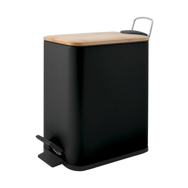Matēti melna tērauda atkritumu tvertne ar pedāli 5 l   Erik – Spirella-image-3