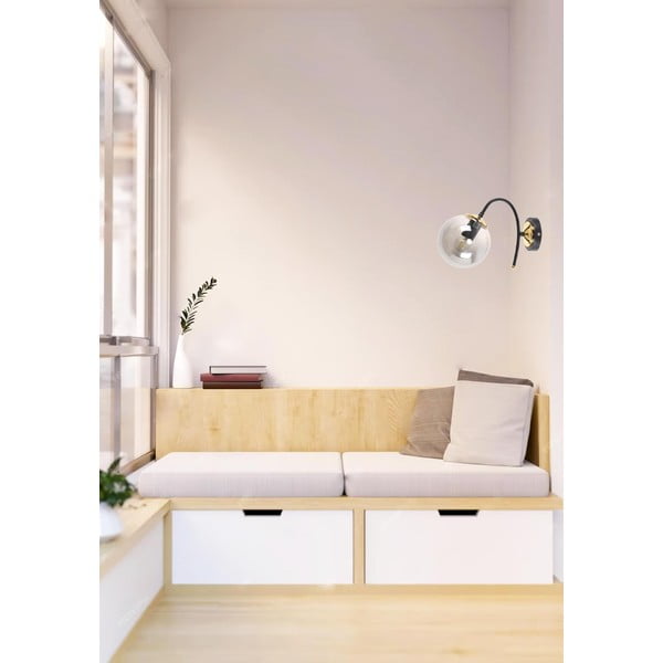 Melna/pelēka sienas lampa ø 15 cm Yoyo – Squid Lighting-image-1