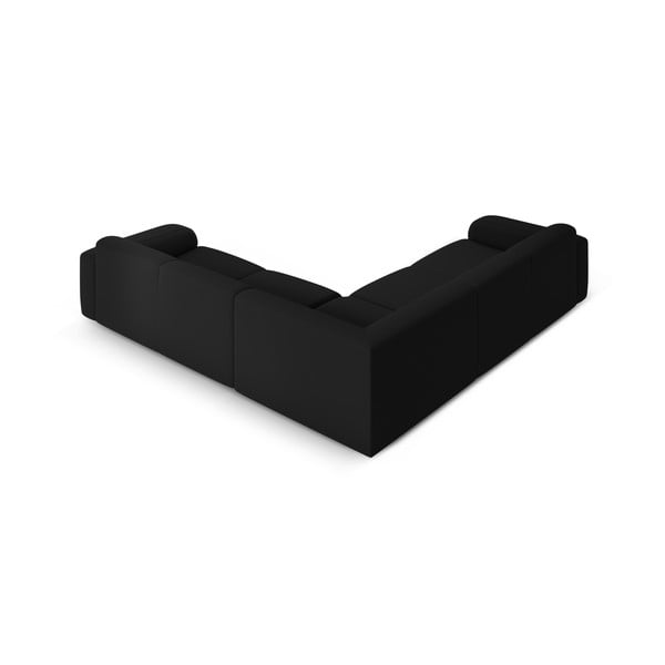 Melns stūra dīvāns no buklē auduma (ar maināmu stūri/L veida) Molino – Micadoni Home-image-3