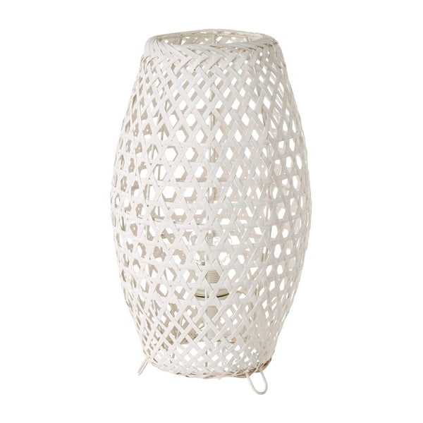 Balta bambusa galda lampa ar bambusa abažūru (augstums 36 cm) – Casa Selección