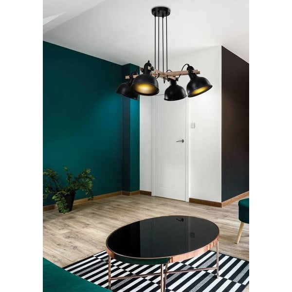 Melna piekaramā lampa ar metāla abažūru Reno – Candellux Lighting-image-1