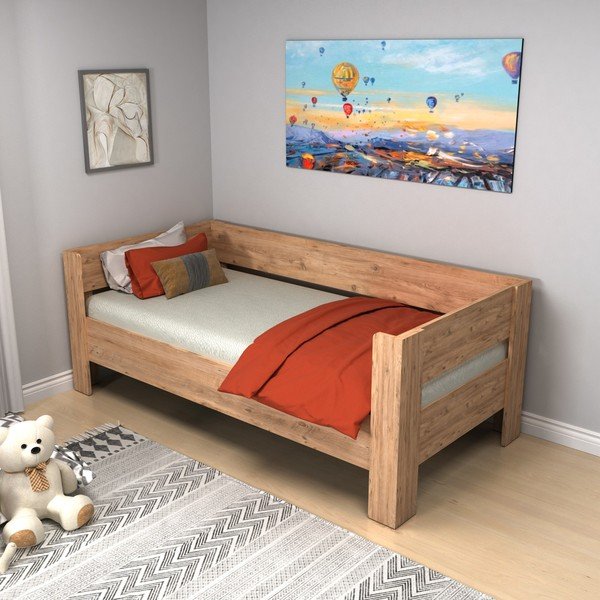 Dabīga toņa vienvietīga gulta 90x190 cm Malina – Kalune Design-image-3