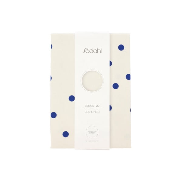 Zila/krēmkrāsas vienguļamā gultas veļa no kokvilnas satīna 140x200 cm Solaris – Södahl-image-4