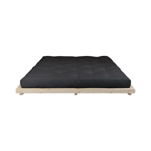 Divguļamā gulta no priedes koka ar matraci Karup Design Dock Double Latex Natural Clear Black, 160 x 200 cm