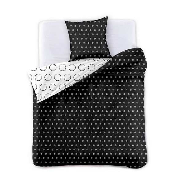 Melnā un baltā divpusējā mikrošķiedras gultas pārklājs DecoKing Hypnosis Dark Night, 200 x 135 cm