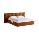 Terakotas oranža polsterēta divvietīga gulta ar veļas kasti un redelēm 140x200 cm Eric – Micadoni 