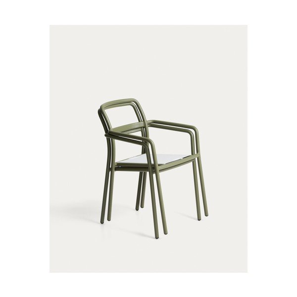 Zaļš polsterēts dārza krēsls Linosa – Kave Home-image-3