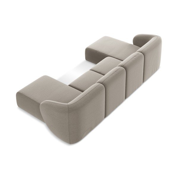 Gaiši brūns samta (U veida) stūra dīvāns Lani – Makamii-image-3