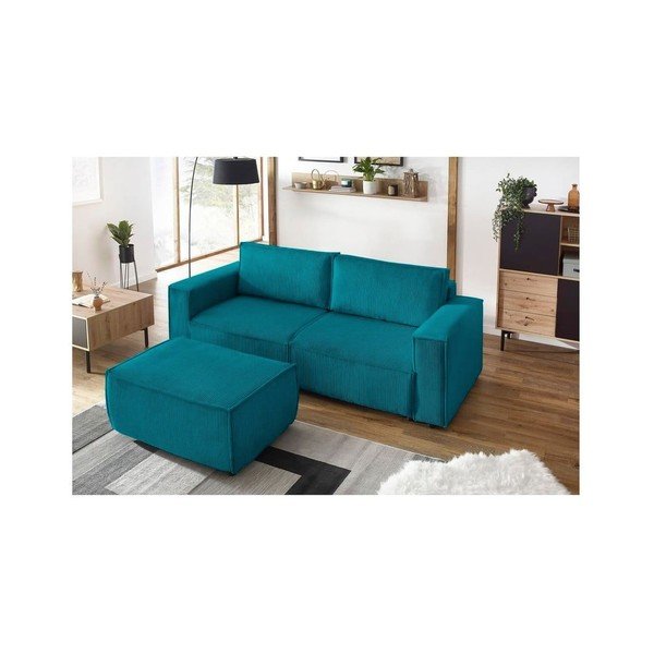 Tirkīzzils velveta pufs Nihad – Bobochic Paris-image-1