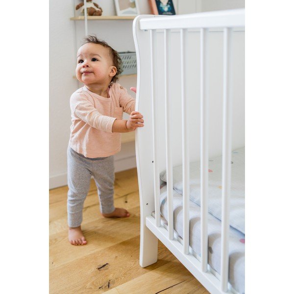 Pelēks muslīna palags mazuļiem Kindsgut Dots, 60 x 120 cm-image-1