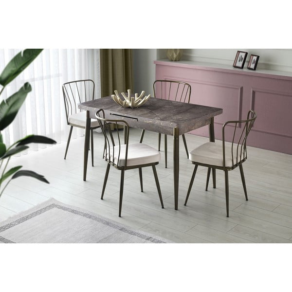 Pelēki metāla pusdienu krēsli (2 gab.) Yildiz – Kalune Design-image-1