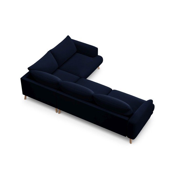 Tumši zils samta stūra dīvāns (ar labo stūri/L veida) Naomi – Micadoni -image-3