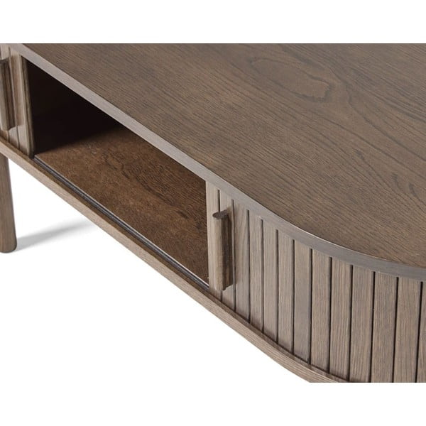 Tumša dabīga toņa žurnālgaldiņš ar ozolkoka imitāciju 60x120 cm Meta – Unique Furniture-image-4