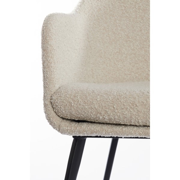 Krēmkrāsas polsterēts ēdamistabas krēsls ar roku balstiem Leone – Light & Living-image-4
