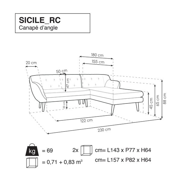 Melns trīsvietīgs dīvāns ar labo stūri Mazzini Sofas Sicile-image-4