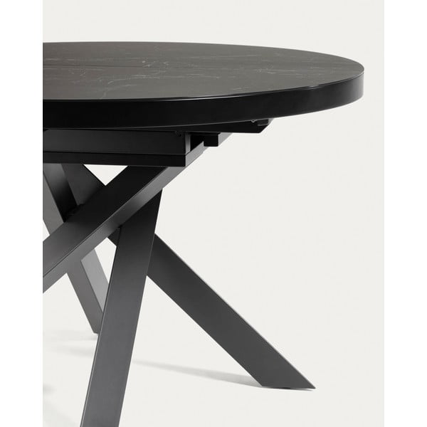 Melns apaļš izvelkams ēdamgalds ar keramikas virsmu ø 160 cm Vashti – Kave Home-image-4