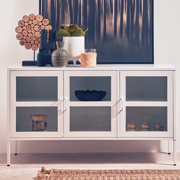 Balta tērauda vitrīna 140x80x45 cm Acier – Premier Housewares-image-2