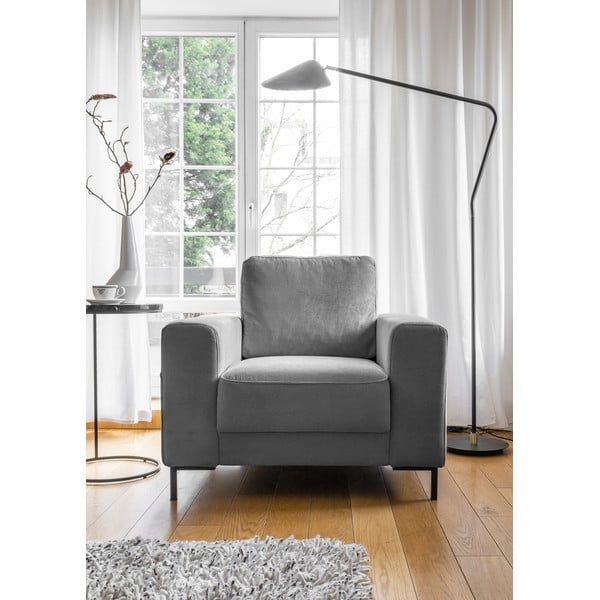 Pelēks velveta atpūtas krēsls Lofty Lilly – Miuform-image-1