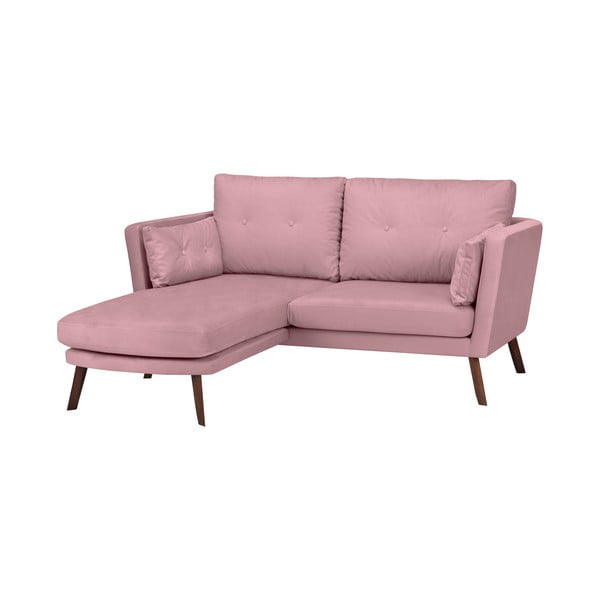 Gaiši rozā trīsvietīgs dīvāns Mazzini Sofas Elena, ar atpūtas krēslu kreisajā stūrī